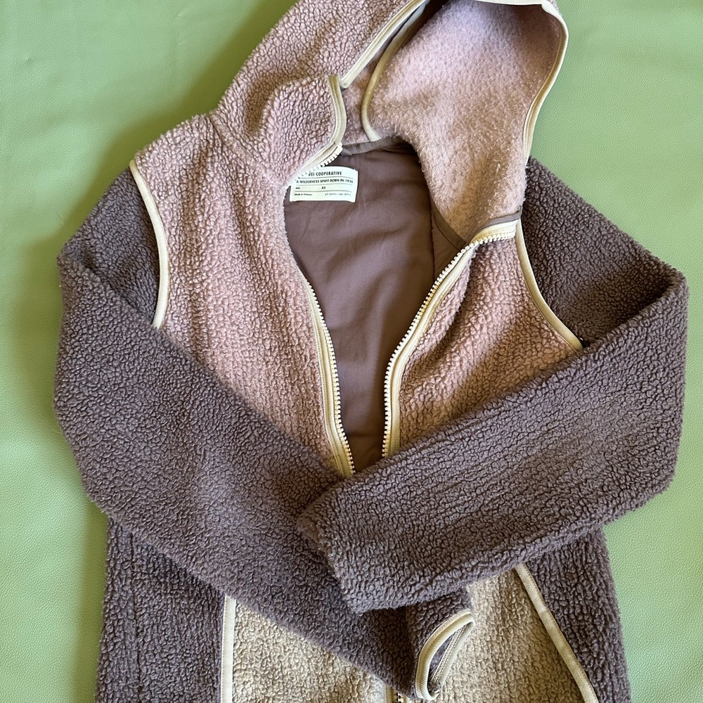 REI coop Sherpa color block zip up sweatshirt